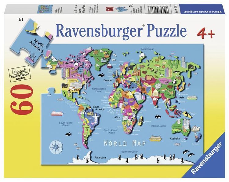 Produktbild: Puzzle Ravensburger World Map 60 Teile