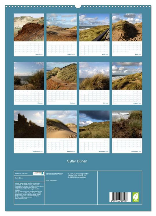 Produktbild: Sylter D&uuml;nen (hochwertiger Premium Wandkalender 2026 DIN A2 hoch), Kunstdruck in Hochglanz