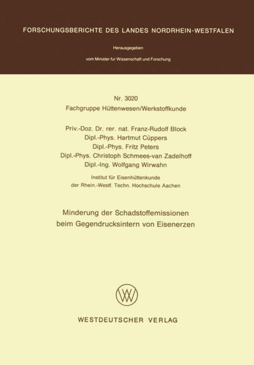 Produktbild: Minderung der Schadstoffemissionen beim Gegendrucksintern von Eisenerzen