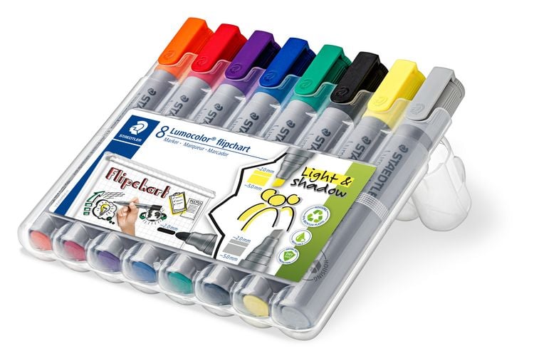Produktbild: STAEDTLER Flipchart-Marker Lumocolor 356 Rundspitze 356 SWP8 , 8er Set