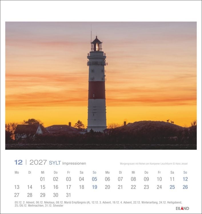 Produktbild: Sylt Impressionen Postkartenkalender 2027