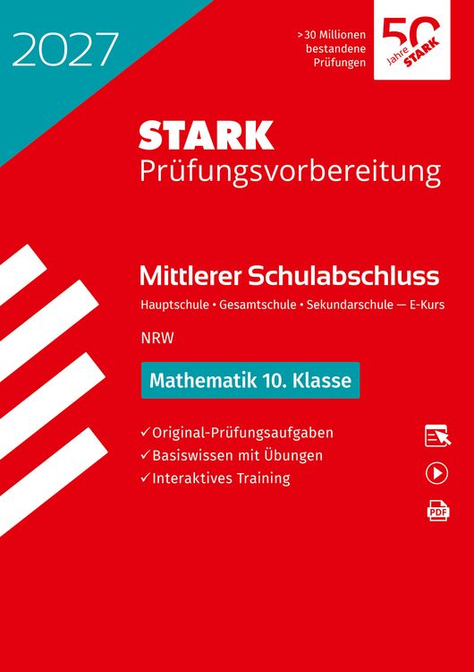 Produktbild: STARK Mathematik - Mittlerer Schulabschluss (MSA) 2027 NRW Hauptschule Typ B/ Gesamtschule/Sekundarschule - Pr&uuml;fungsvorbereitung