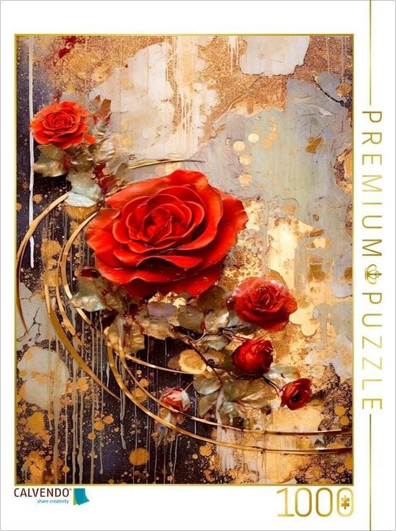 Produktbild: CALVENDO Puzzle Rote Rosen | 1000 Teile Lege-Gr&ouml;&szlig;e 64x48cm Foto-Puzzle f&uuml;r gl&uuml;ckliche Stunden