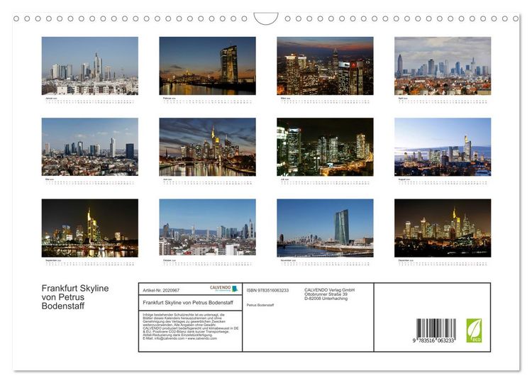 Produktbild: Frankfurt Skyline von Petrus Bodenstaff (Wandkalender 2026 DIN A3 quer), CALVENDO Monatskalender
