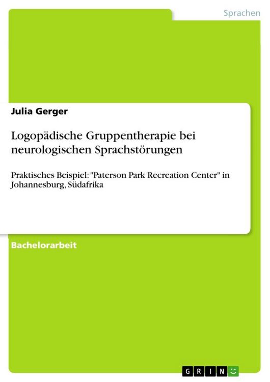 Produktbild: Logop&auml;dische Gruppentherapie bei neurologischen Sprachst&ouml;rungen
