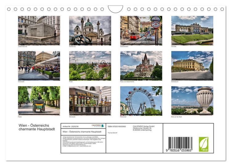 Produktbild: Wien - &Ouml;sterreichs charmante Hauptstadt (Wandkalender 2026 DIN A4 quer), CALVENDO Monatskalender