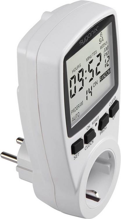 Produktbild: Sygonix 1625525 Steckdosen-Zeitschaltuhr digital Wochenprogramm 3680 W Timer-Funktion, START/STOPP-Funktion, Zufallsfunktion