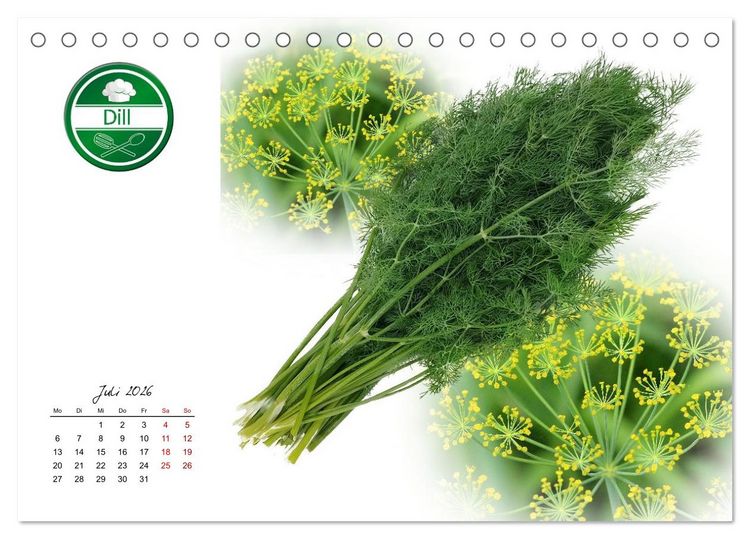 Produktbild: K&uuml;chenkr&auml;uter f&uuml;r jeden Geschmack (Tischkalender 2026 DIN A5 quer), CALVENDO Monatskalender