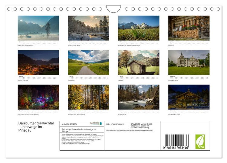 Produktbild: Salzburger Saalachtal - unterwegs im Pinzgau (Wandkalender 2026 DIN A4 quer), CALVENDO Monatskalender