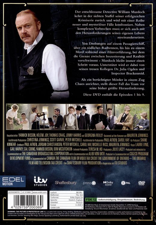 Produktbild: Murdoch Mysteries - Staffel 7 - Teil 1 [3 DVDs]