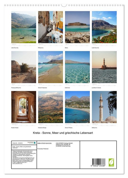 Produktbild: Kreta - Sonne, Meer und griechische Lebensart (hochwertiger Premium Wandkalender 2026 DIN A2 hoch), Kunstdruck in Hochglanz