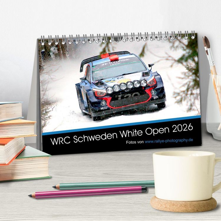 Produktbild: WRC Schweden White Open 2026 (Tischkalender 2026 DIN A5 quer), CALVENDO Monatskalender