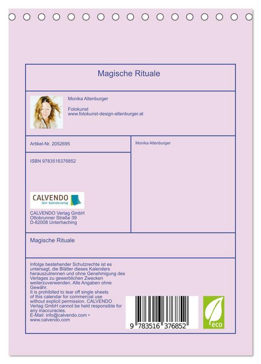 Produktbild: Magische Rituale (Tischkalender 2026 DIN A5 hoch), CALVENDO Monatskalender