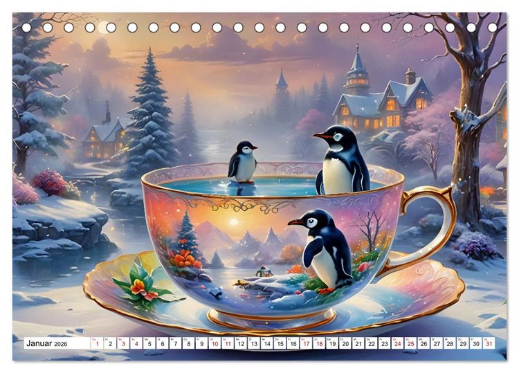 Produktbild: Tierische Tee-Parade (Tischkalender 2026 DIN A5 quer), CALVENDO Monatskalender