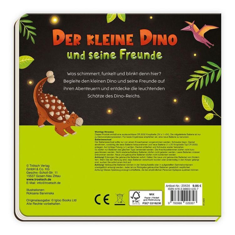 Produktbild: TR&Ouml;TSCH - Pappenbuch Leuchtbuch Der kleine Dino und seine Freunde| Ab 2 Jahren