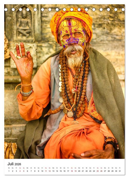 Produktbild: Sadhus - Die heiligen M&auml;nner von Nepal (Tischkalender 2026 DIN A5 hoch), CALVENDO Monatskalender