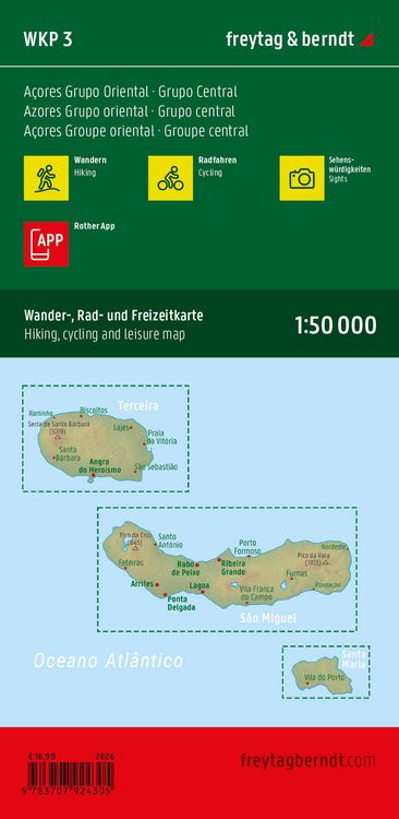 Produktbild: Azoren, Wander-, Rad- und Freizeitkarte 1:50.000, freytag & berndt