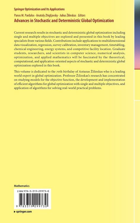 Produktbild: Advances in Stochastic and Deterministic Global Optimization