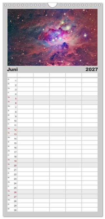 Produktbild: Familienplaner 2027 - Farbiges Weltall mit 5 Spalten (Wandkalender, 21 x 45 cm) CALVENDO