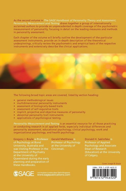 Produktbild: The SAGE Handbook of Personality Theory and Assessment