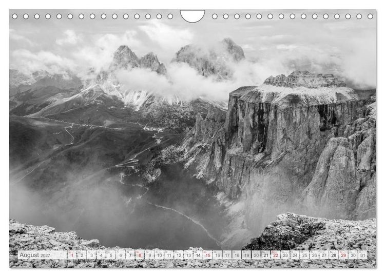 Produktbild: Bergpixels Schwarz-Wei&szlig;e Gebirgstr&auml;ume (Wandkalender 2027 DIN A4 quer), CALVENDO Monatskalender