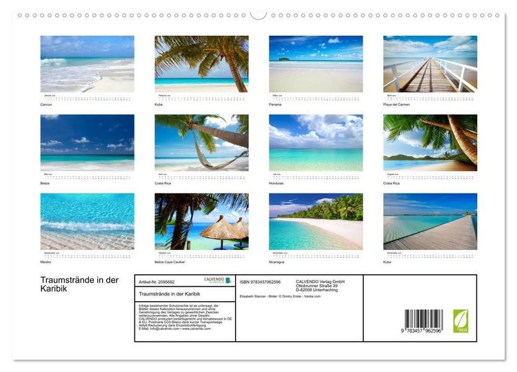 Produktbild: Traumstr&auml;nde in der Karibik (hochwertiger Premium Wandkalender 2026 DIN A2 quer), Kunstdruck in Hochglanz