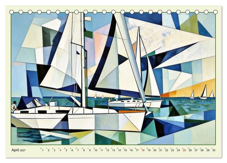 Produktbild: Segelschiffe im Stil des Kubismus (Tischkalender 2027 DIN A5 quer), CALVENDO Monatskalender