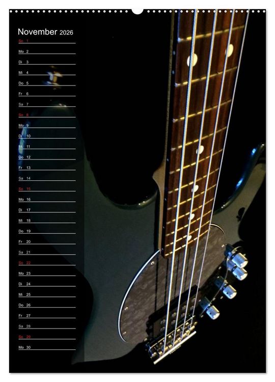 Produktbild: ROCKGITARREN in Szene gesetzt / Geburtstagskalender (hochwertiger Premium Wandkalender 2026 DIN A2 hoch), Kunstdruck in Hochglanz