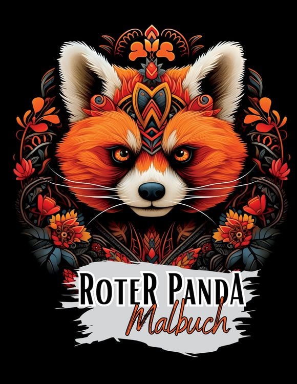 Produktbild: Schwarzes &bdquo;Roter Panda Malbuch&ldquo;.