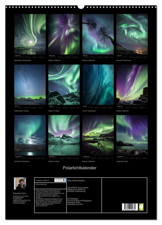Produktbild: Polarlichtkalender (Wandkalender 2026 DIN A2 hoch), CALVENDO Monatskalender
