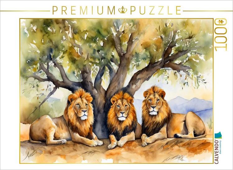 Produktbild: CALVENDO Puzzle Siesta von drei L&ouml;wen | 1000 Teile Lege-Gr&ouml;&szlig;e 64x48cm Foto-Puzzle f&uuml;r gl&uuml;ckliche Stunden