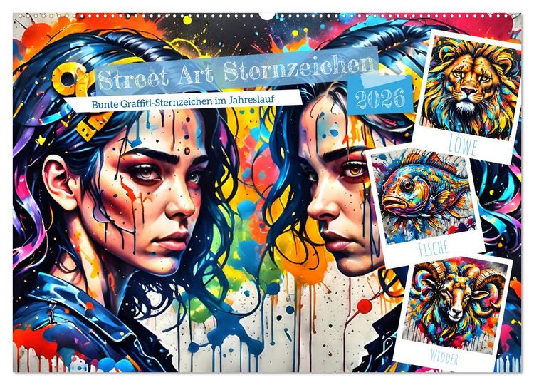 Produktbild: Street Art Sternzeichen (Wandkalender 2026 DIN A2 quer), CALVENDO Monatskalender