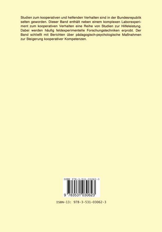 Produktbild: Untersuchungen zum kooperativen und prosozialen Verhalten