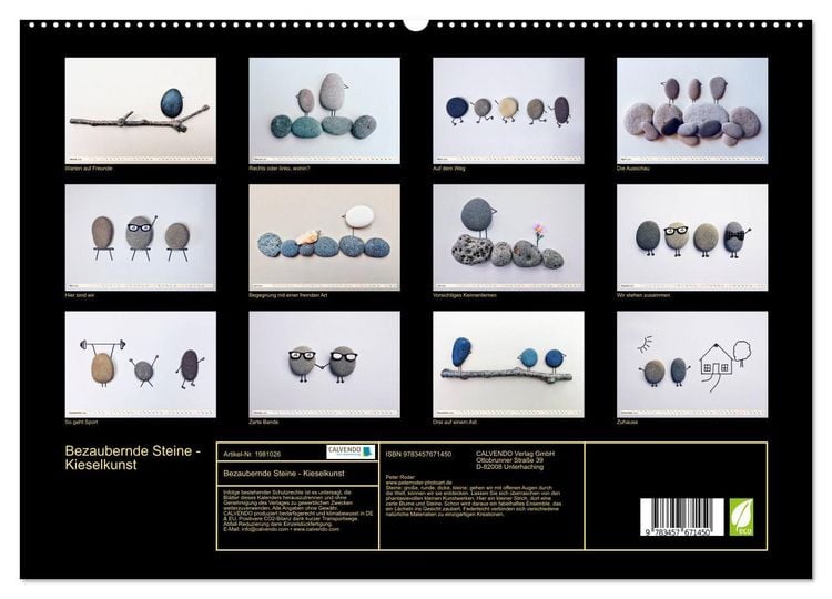 Produktbild: Bezaubernde Steine - Kieselkunst (hochwertiger Premium Wandkalender 2026 DIN A2 quer), Kunstdruck in Hochglanz
