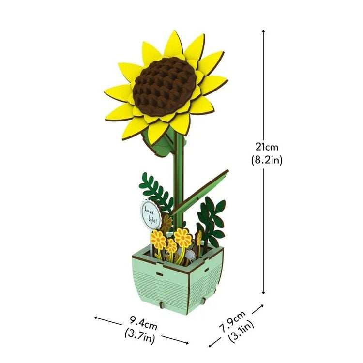 Produktbild: FiguredArt AL101 - H&uuml;bsche Sonnenblume, 3D Puzzle, Holz, 74 Teile, H&ouml;he: 21 cm