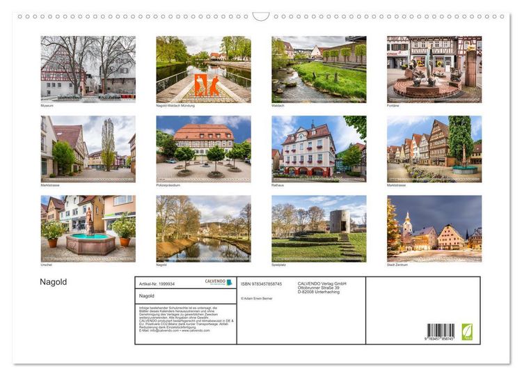 Produktbild: Nagold (Wandkalender 2026 DIN A2 quer), CALVENDO Monatskalender