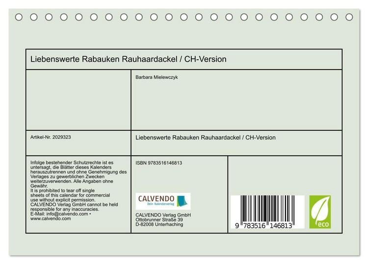 Produktbild: Liebenswerte Rabauken Rauhaardackel / CH-Version (Tischkalender 2026 DIN A5 quer), CALVENDO Monatskalender