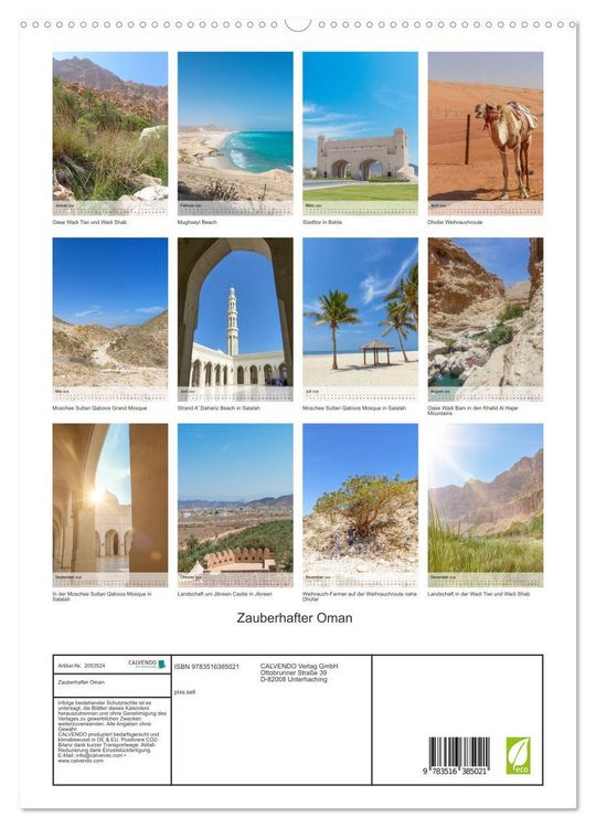 Produktbild: Zauberhafter Oman (hochwertiger Premium Wandkalender 2026 DIN A2 hoch), Kunstdruck in Hochglanz