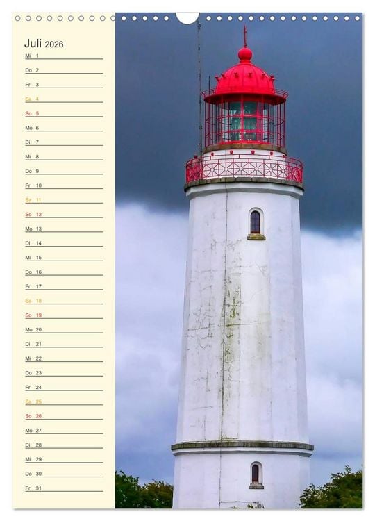 Produktbild: Deutsche Leuchtt&uuml;rme - maritimer Geburtstagsplaner (Wandkalender 2026 DIN A3 hoch), CALVENDO Monatskalender