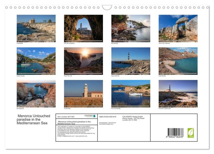 Produktbild: Menorca Untouched paradise in the Mediterranean Sea (Wall Calendar 2026 DIN A3 landscape), CALVENDO 12 Month Wall Calendar