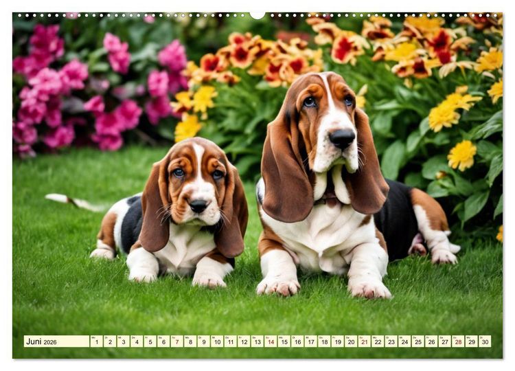 Produktbild: Basset Hound - unverkennbar (Wandkalender 2026 DIN A2 quer), CALVENDO Monatskalender