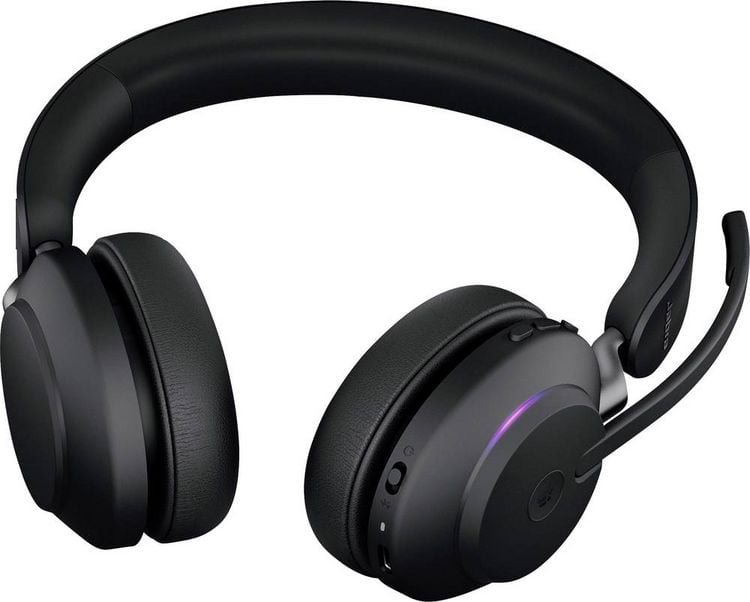 Produktbild: Jabra Evolve2 65 MS On Ear Headset Bluetooth&reg; Stereo Schwarz Lautst&auml;rkeregelung, Batterieladeanzeige, Mikrofon-Stummschaltung Telefon