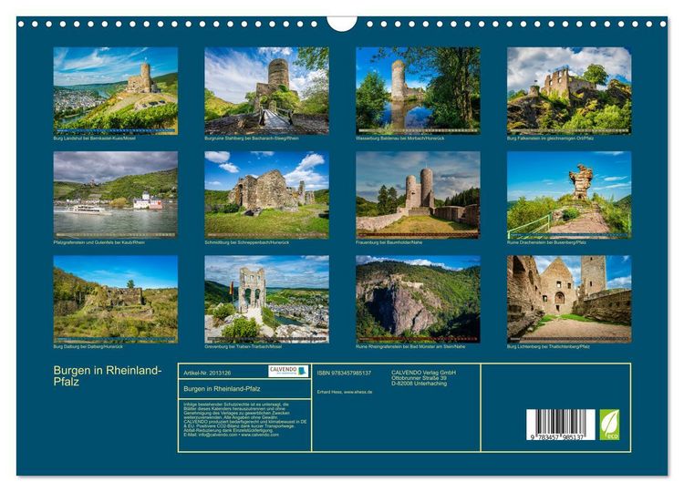 Produktbild: Burgen in Rheinland-Pfalz (Wandkalender 2026 DIN A3 quer), CALVENDO Monatskalender