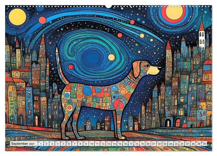 Produktbild: Bunte Hundebande (hochwertiger Premium Wandkalender 2027 DIN A2 quer), Kunstdruck in Hochglanz