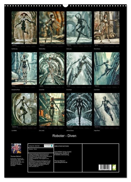 Produktbild: Roboter - Diven (Wandkalender 2026 DIN A2 hoch), CALVENDO Monatskalender