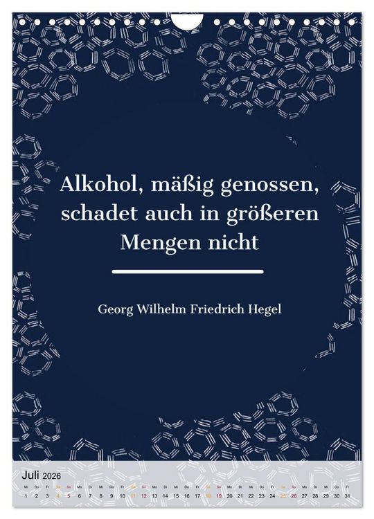 Produktbild: Dichter als Goethe - Der literarische Alkohol-Kalender (Wandkalender 2026 DIN A4 hoch), CALVENDO Monatskalender