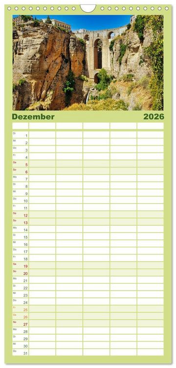 Produktbild: Familienplaner 2026 - Ronda in Andalusien - Stadt auf einem Felsplateau mit 5 Spalten (Wandkalender, 21 x 45 cm) CALVENDO