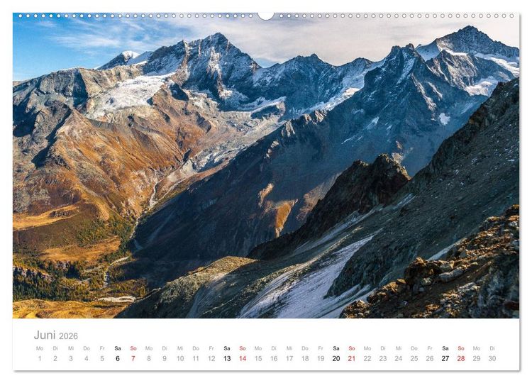 Produktbild: Walliser Alpen &ndash; Europas &raquo;kleiner&laquo; Himalaya (Wandkalender 2026 DIN A2 quer), CALVENDO Monatskalender