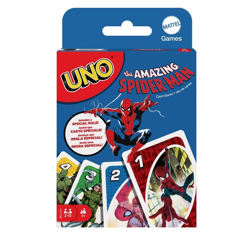 Produktbild: UNO The Amazing Spider-Man Kartenspiel für Kinder, Erwachsene und Familien-Spieleabende, inspiriert von der Marvel Comicreihe