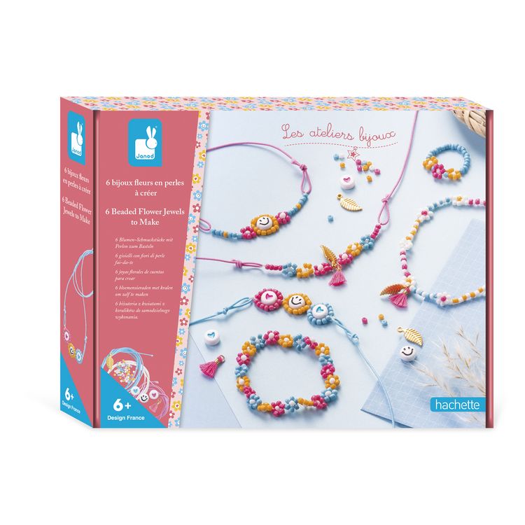 Produktbild: Bastel-Schmuckset mit farbenfrohen Perlen und Blumen f&uuml;r Kinder (6 Schmuckst&uuml;cke)